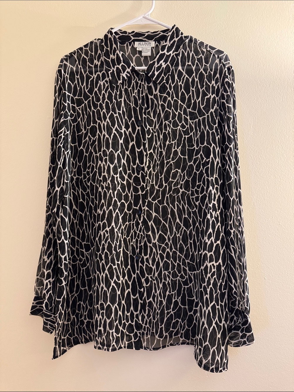 ALLISON TAYLOR B&W Silk Button Down Blouse